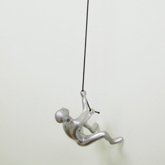 Climbing Man Home Decor Classic Wall-Art Sculpture | 1-Piece | Silver - Picture 2 of 5
